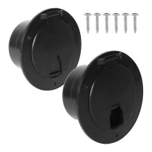 Paquete de 2 cubiertas de escotilla para RV negras, escotilla de cable eléctrico redonda con tornillos