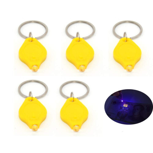 2/5pcs Mini LED Flashlight UV Money Checker Keychain 7 Colors