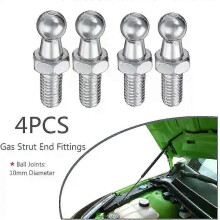 4 stuks universele zilveren kofferbak-/motorkap-gasveer-eindfitting 10 mm M8 kogelpenverbinding klepveer