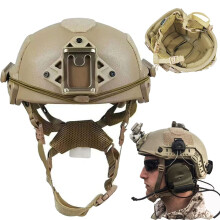 NIJ IIIA 9mm Tactical Helmets PE Fibre with Soft Padding, Tan