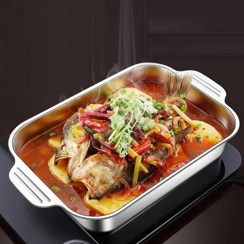 Grilled fish tray, Rectangular household tray, Crayfish tray, Induction cooker, Oven Ref: 9966 1