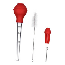 4 pieces Divided Silicone Drip Tube For Preparation Of Turkey With Cleaning Brush BBQ Tool For Seasoning Oil