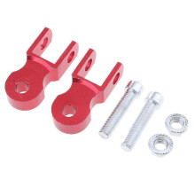 (Rojo) 1 par de amortiguadores extensores de altura para gato de motocicleta de 77 mm, color plateado