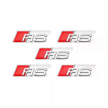 (5 piezas - RS Silver) Insignia S-Line RS de aluminio 3D para volante de coche, accesorio para emblema
