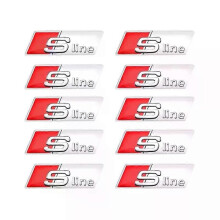 (10 piezas - S-line Silver) Insignia S-Line RS de aluminio 3D para volante de coche, accesorio emblema
