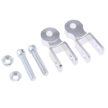 (Plata) 1 par de amortiguadores extensores de altura para gato de motocicleta de 77 mm, color plateado