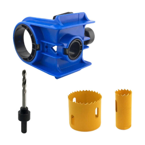 Kit d'installation de serrure de porte (bleu), 2 bagues réglables, mortaiseuse, serrures, trou