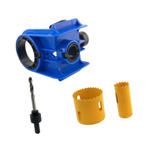 Kit d'installation de serrure de porte (bleu), 2 bagues réglables, mortaiseuse, serrures, trou 2