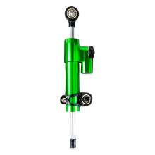 (Verde) Amortiguador de dirección de motocicleta Universal Retrofit Estabilizador ajustable Dirección