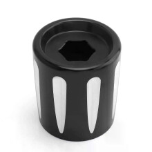 (A) Tapa de cubierta de aluminio de la perilla de ajuste de precarga del amortiguador trasero de motocicleta