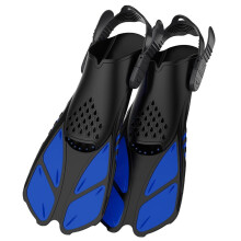 Snorkeling f, adjustable buckles, short silicone diving boots, open heel, travel size, adults, men, women (Blue,S/M)