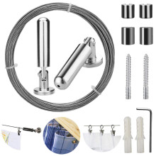 Wall Mount Curtain Wire Rod Set for Art Display Stainless Steel (5 Metres)