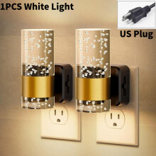 (White Light US) Light Led Night Plug Into Wall With Adjustable Brightness Auto Lamps Sensor