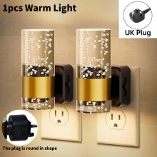 (Warm Light UK) Light Led Night Plug Into Wall With Adjustable Brightness Lamps Sensor Auto