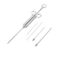 Meat Syringe Set Grill Accessories Marinade Injection for BBQ Cooking Stainless Steel