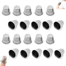 Caili 20pcs Vintage Style Metal Thimbles Sewing Dressmaking Thimble Needle Grip Silver