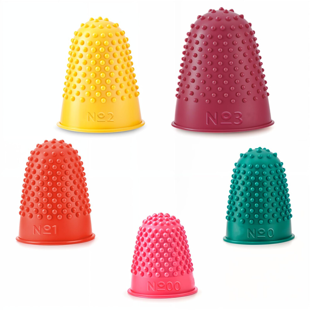 Rubber Finger Tips, Silicone Finger Guards, Hot Finger Guards, Thick Reusable for Money, Counting, Writing, Sorting in 5 Sizes and Colours, Pack of 5