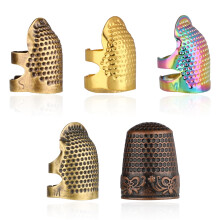 Pack of 5 Thimble Sewing, Adjustable Retro Metal Finger Protection Thimble Sewing Thimble Ring Thimble for Sewing Embroidery Crafts Sewing