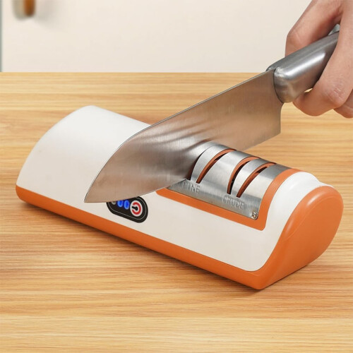 ABS Electric Knife for Electric Hatori Quick Sharpening Sharpener Knife Two Stage Sharpening Knife Sharpener, Orange 2