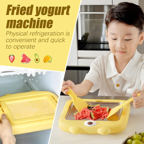 Ice Roll Maker  NonElectric Frozen Yoghurt Pan with 2 Spatulas for Home Use 1