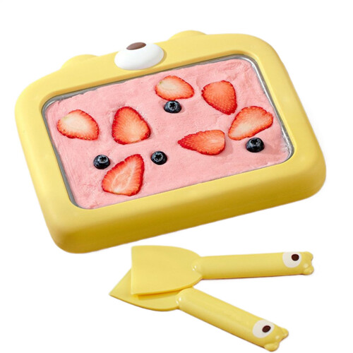 Ice Roll Maker  NonElectric Frozen Yoghurt Pan with 2 Spatulas for Home Use