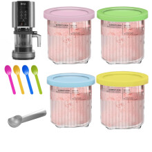 Ninja Creami Container for Ninja CREAMi Deluxe Ice Cream Maker NC501 NC500 Ninja Creami Container Accessories 4 Cups with Lid and Spoon