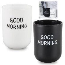 Toothbrush Cup, Pack of 2 Mouthwash Cups (Black  White), Plastic Mouthwash Cup, Round Toothbrush Cup, Bathroom Cup, Reusable, for Travel, Daily Use