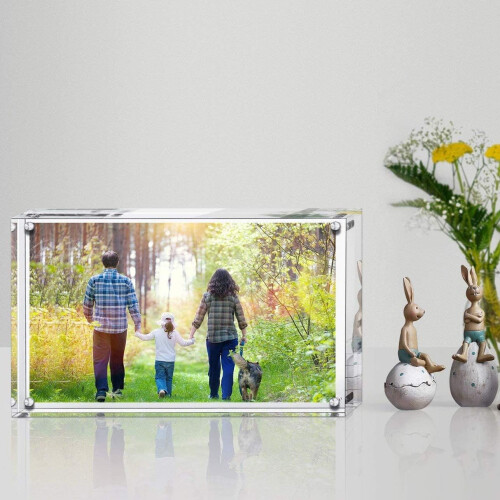 Acrylic Magnetic Photo Frame Double Sided Frameless Picture Frame, Clear, for Desktop 2