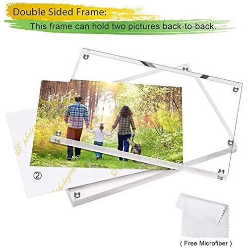 Acrylic Magnetic Photo Frame Double Sided Frameless Picture Frame, Clear, for Desktop 1