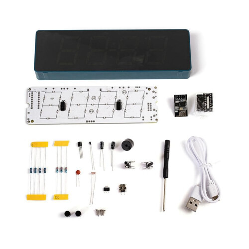 DIY Electronic Kit, Digital RGB with Colorful LEDs, 4Digit Temperature Clock, Soldering Project for Practice B Ref: 4548