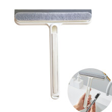 Silicone Shower Squeegee Set 3in1 with Sponge Brush, 22 cm Wide, White