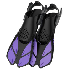 Swimming f, adjustable buckles, short silicone diving shoes, open heel, travel size (Purple, S/M)