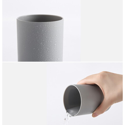 Toothbrush Cup Set of 2, Plastic Toothbrush Cup Set, Mouth Cup Drinking Cup (White, Grey) 2