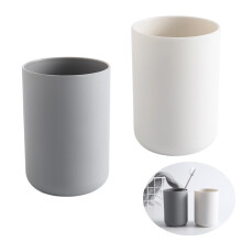 Toothbrush Cup Set of 2, Plastic Toothbrush Cup Set, Mouth Cup Drinking Cup (White, Grey)