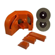 Powerful electric sharpener, specifically for household use on various cutting tools