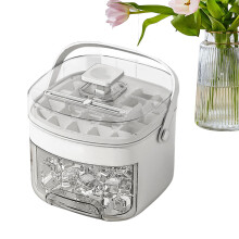 PressType Practical Outdoor Ice Cream Maker Press Design NonStick with Handle and Lid 16 x 15 x 14 cm ABS Flexible for Kitchen Picnic White