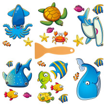 24piece nonslip bath sticker set for children with sea motif, includes scraper