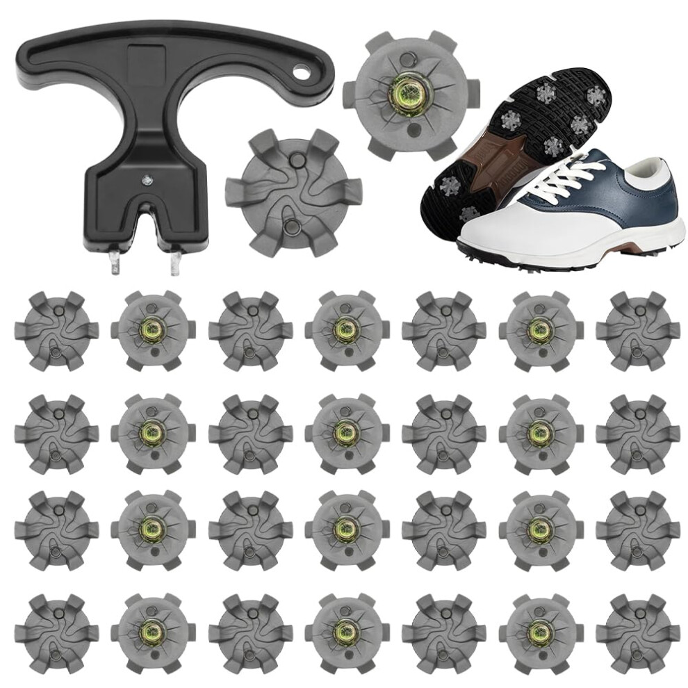 Golf Shoe Spikes Golf Spikes with 1 Wrench, M6 Golf Shoe Rivets, Replacement Parts, Black Golf Shoe Spikes, Golf Spikes for Golf Shoes, 30 Pieces-image-OPC-PJ2F8NC-NEW