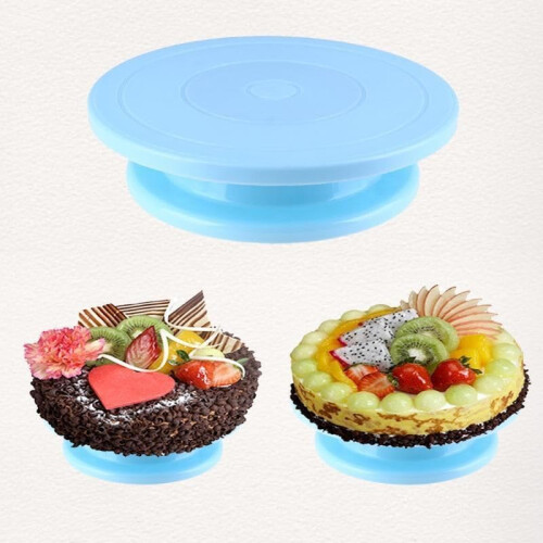 Potter's Wheel Cake Turntable, Baking Turntable, Rotating Cake Decoration Table, Plastic Decorating Tools, Cake Decoration Turntable (Blue) 28cm Blue 2
