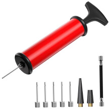 Balloon Pump Hand Kit 8 Hand Air Pump with 6 Metal Needles, 2 Nozzles and 1 Extension Hose, Complete Sports Ball Pump, Basketball Pump