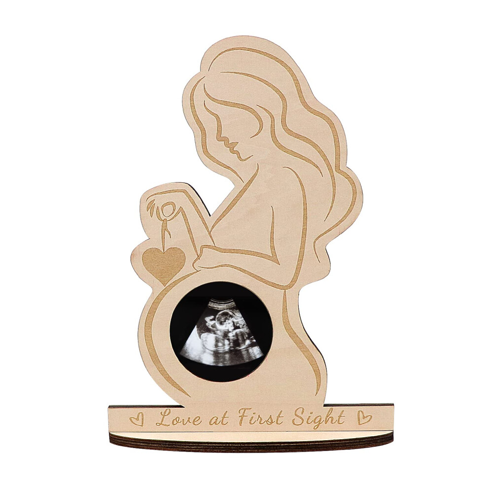 Pregnant Mum Bump Photo Ultrasonic Sonogram Wooden Picture Frame Expectant Mother Photo Love at First Sight Display Keepsake (Mum) Mommy