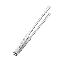 Korean grill tongs, stainless steel hot pot tongs, suitable for cooking, portable kitchen utensils (27cm) Silver