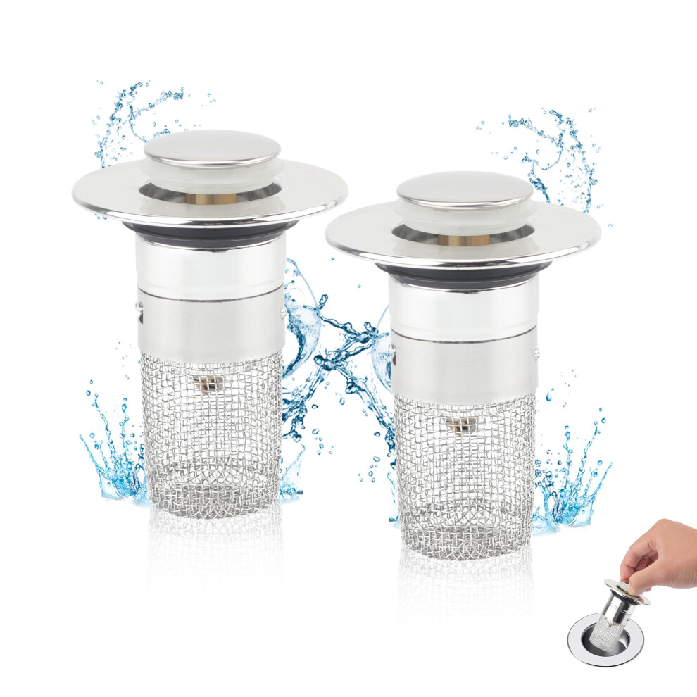 Pack Of 2 Sink Plugs (3440 Mm) Pop Up Drain Plug With Hair Strainer 6276012929637