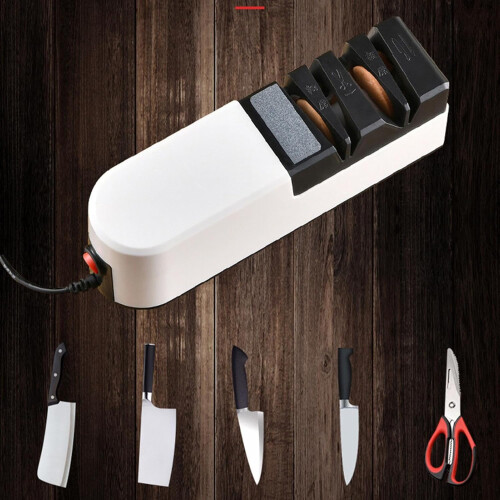 Electric Cutter and Scissors Sharpener, 4 Stage Precision System and Fine Sharpening Tool, Kitchen Tool for Home, Restaurant, USB Rechargeable 1
