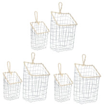 Set of 3 Magazine Holders, Small Jug, Mini Wire Brush, Willow Storage Container