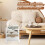 Rolling book cart with wheels, 3tier rolling bookshelf under desk  White 4