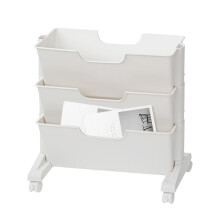 Rolling book cart with wheels, 3tier rolling bookshelf under desk White
