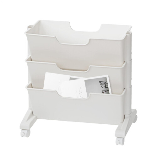 Rolling book cart with wheels, 3tier rolling bookshelf under desk  White