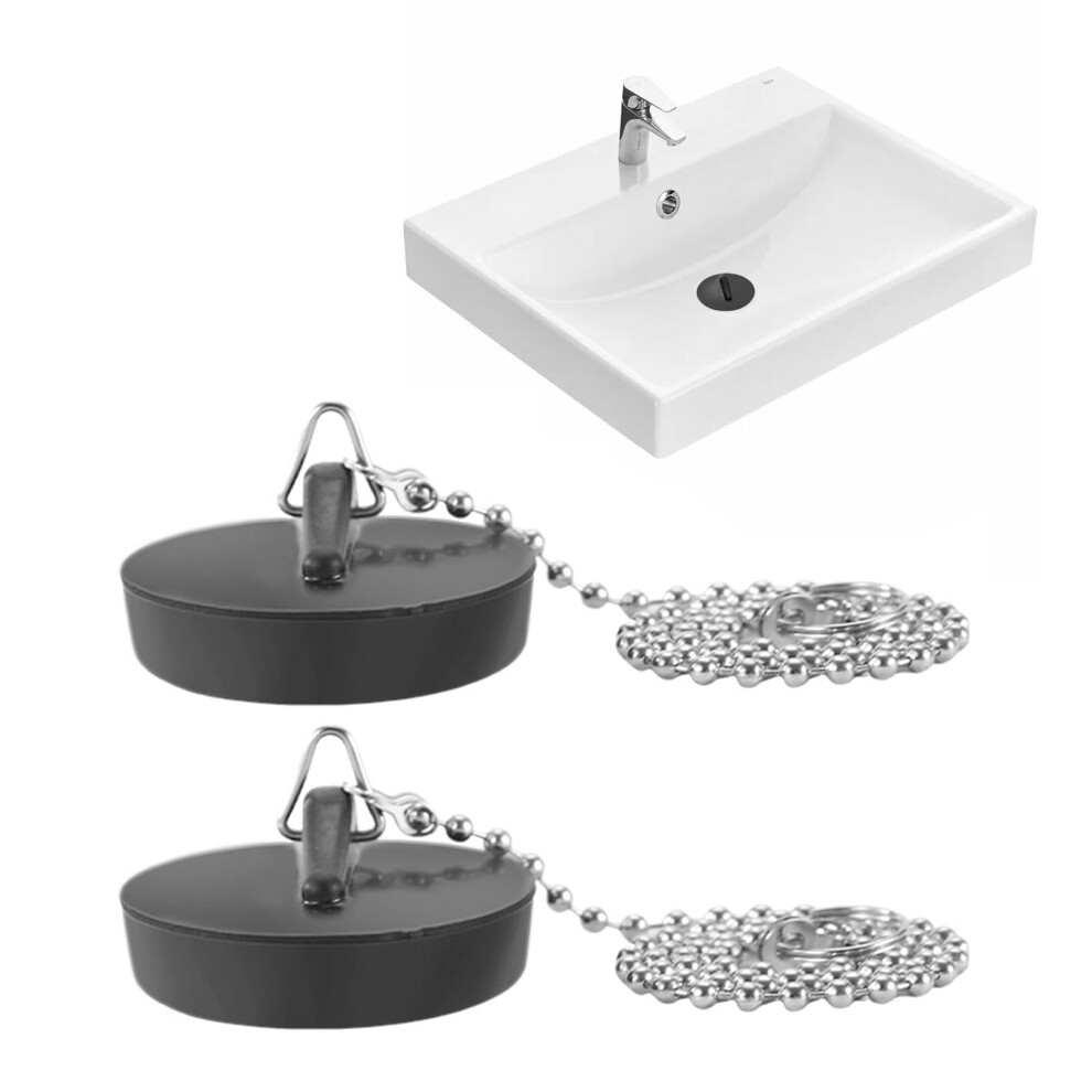 Pack Of 2 Universal Sink Plug For Sink Plug Bath With Chain, Plug Sink Plug, Drain Plug, Kitchen Sink Stopper, Rubber Sink Plug 40 Mm, Bath Plug 6276012934082