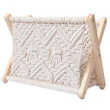 Magazine Shelf, Cotton Rope Woven Magazine Holder, Standing Boho Basket, Book Basket for spapers, Magazines, Books, Living Room, Bathroom, Office